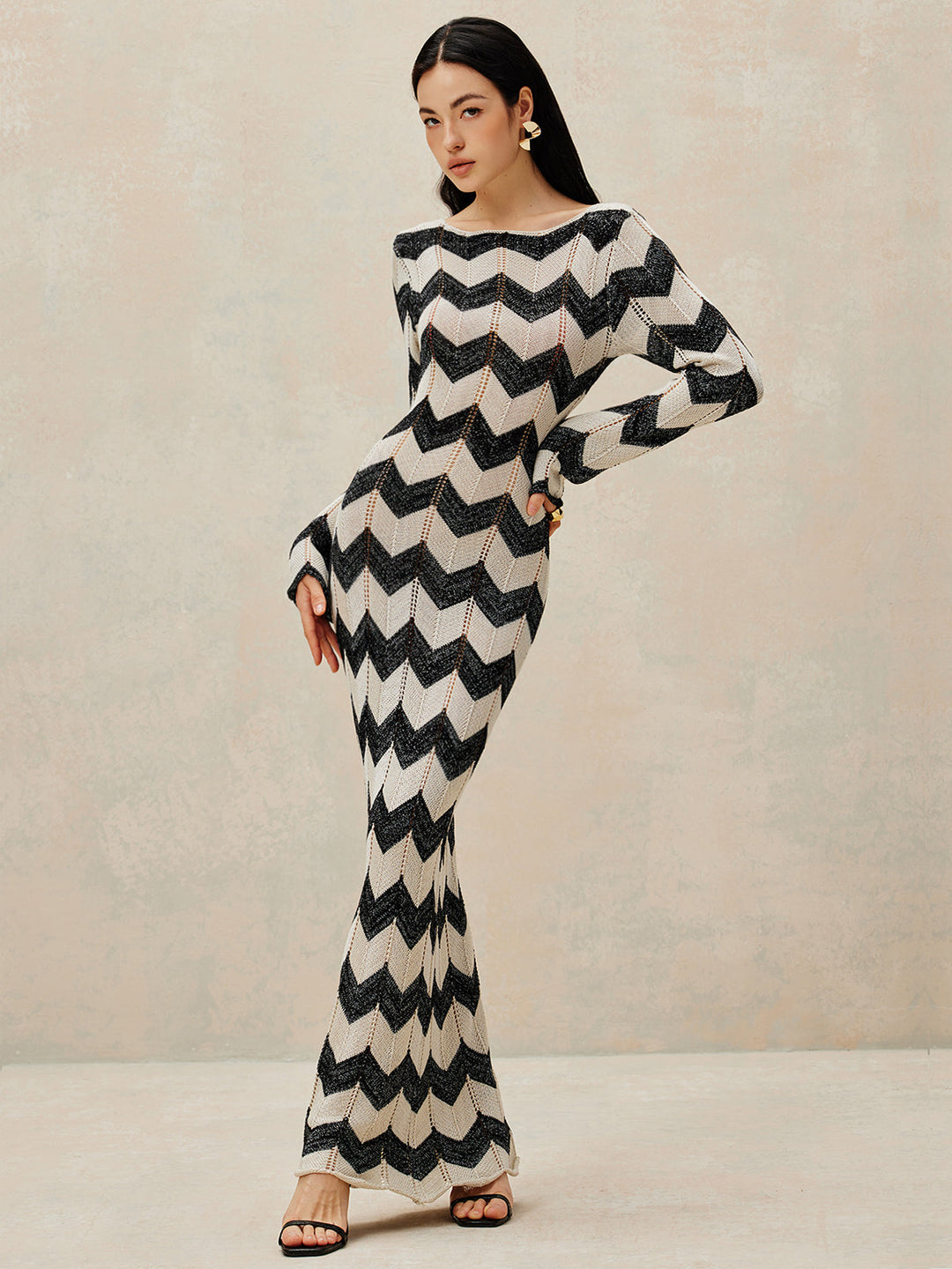 Şevron Boş Süveter Elbisesi - Svelte Chic