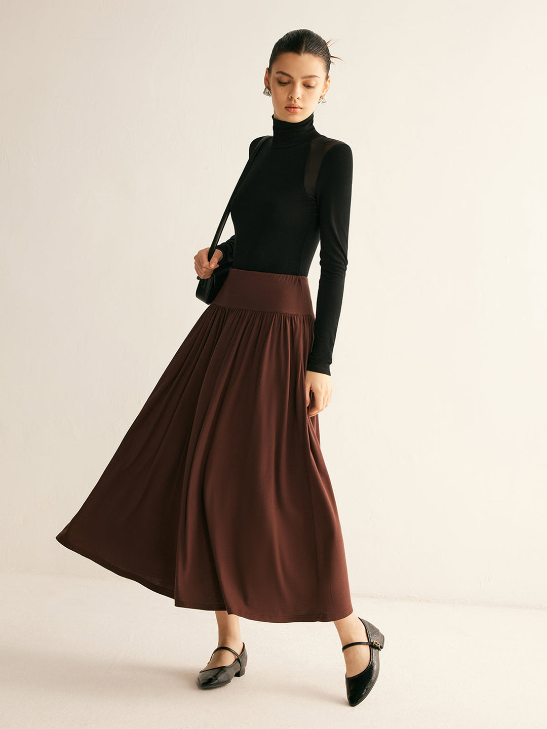 Pleated Jersey Midi Skirt, Svelte Chic marka şık bir midi etek