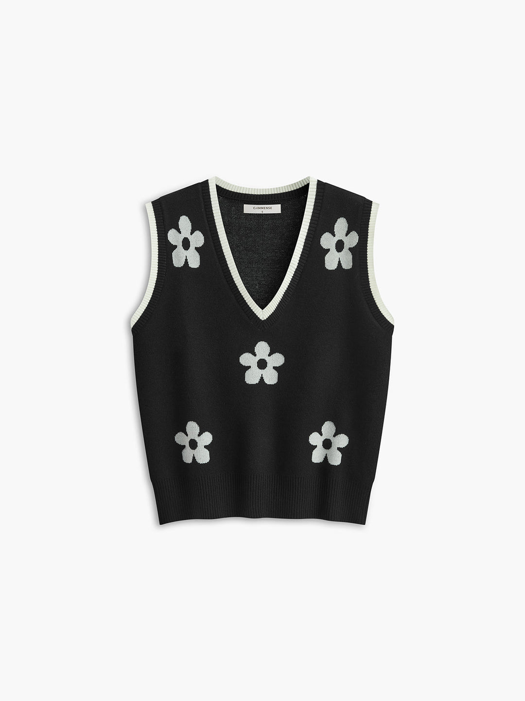 V Yaka Çiçekli Kazak Yelek - Svelte Chic