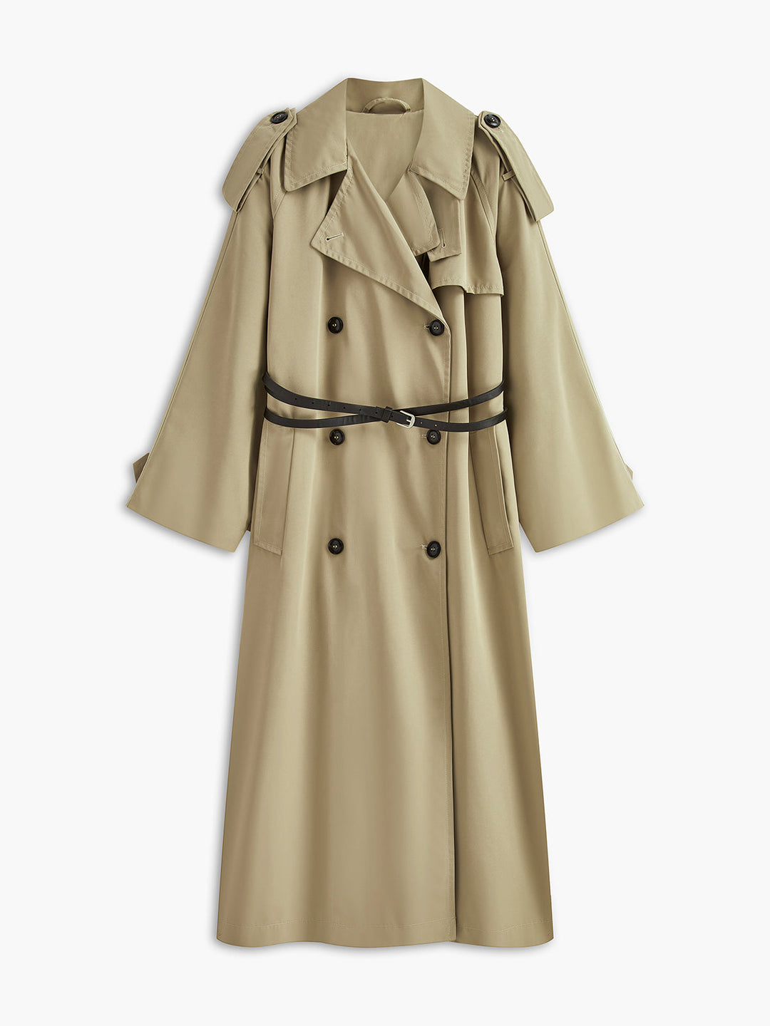 Sade Slim Kemerli Uzun Trençkot, Svelte Chic