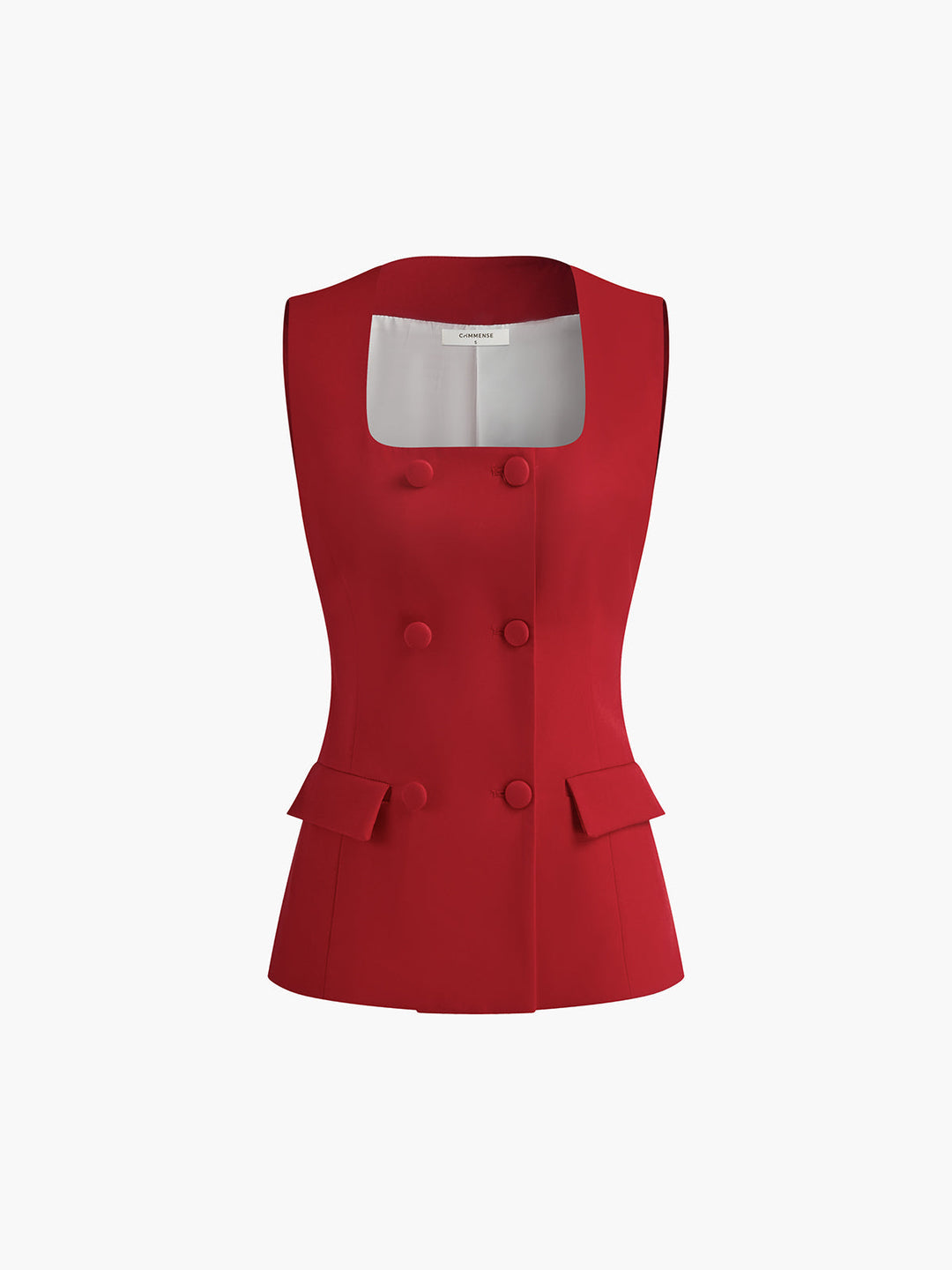 Svelte Chic Kare Yaka Düğmeli Yelek