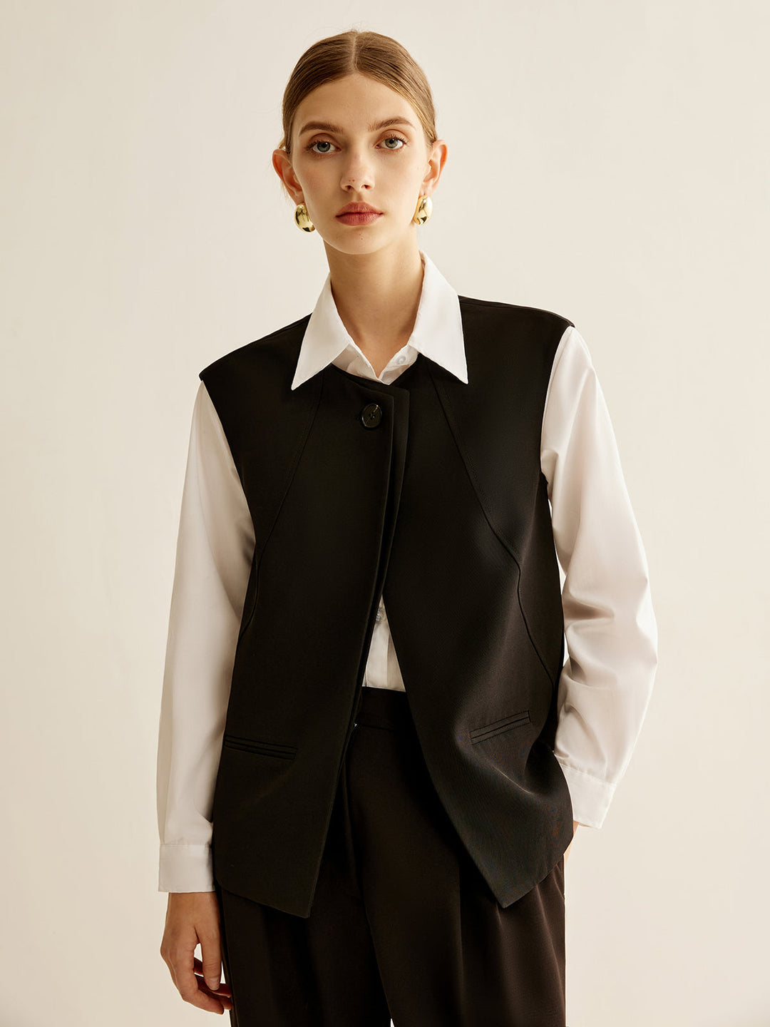 Pipetli Düğmeli Yırtmaçlı Yelek, Svelte Chic