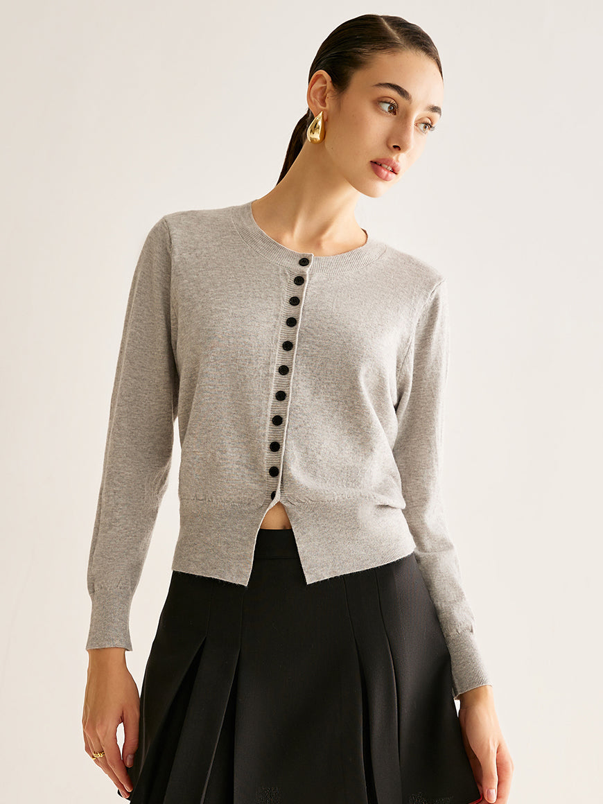 Düğmeli Yırtmaçlı Jersey Hırka, Svelte Chic