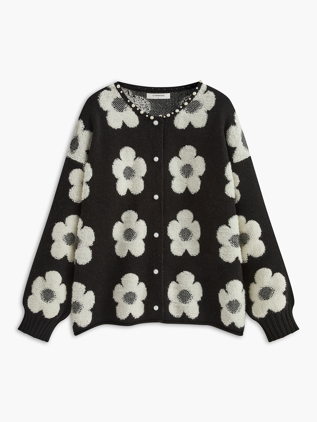 Boncuklu süslemeli çiçek desenli hırka