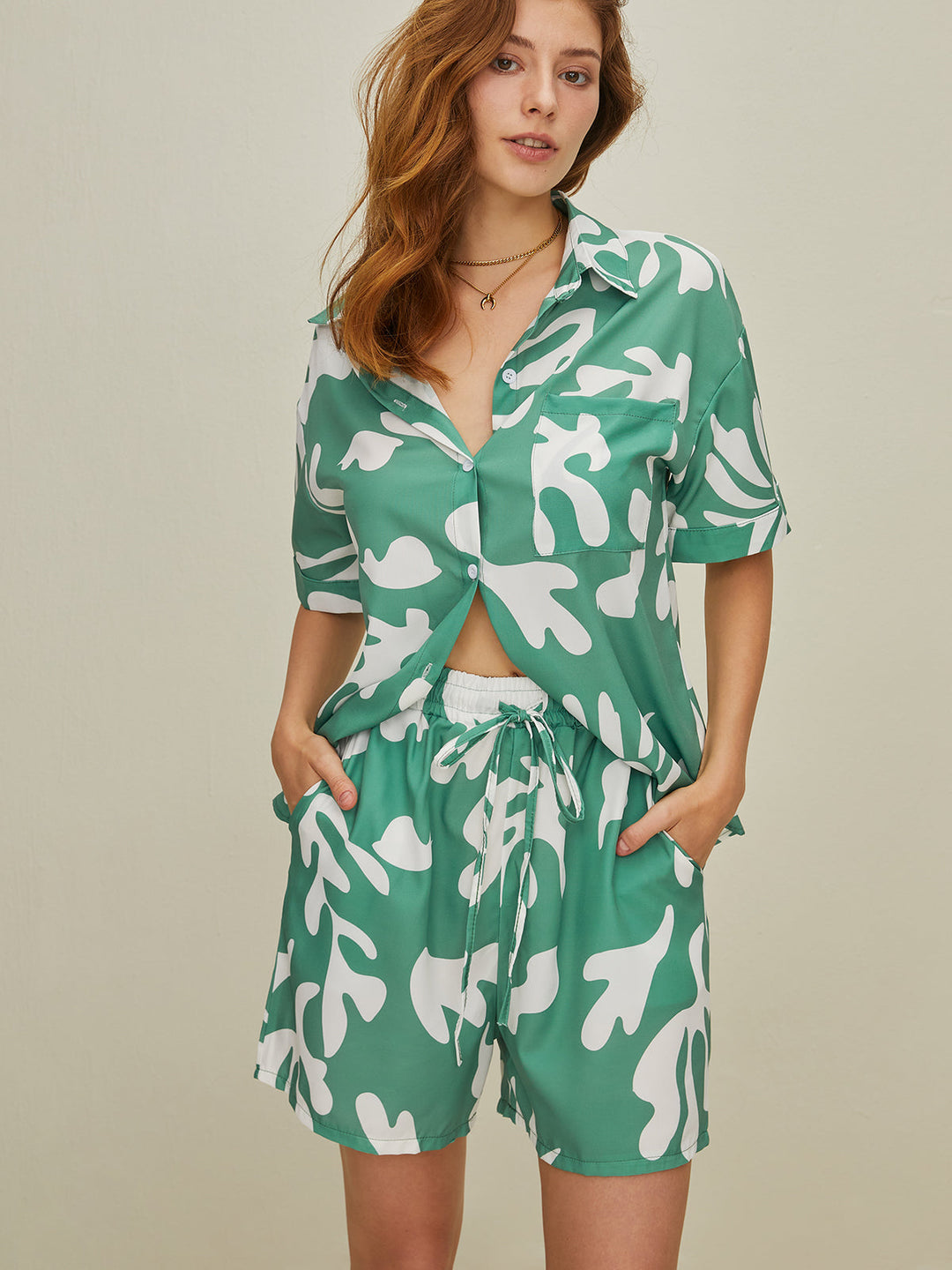 Svelte Chic Günlük Baskı Şort Takımı