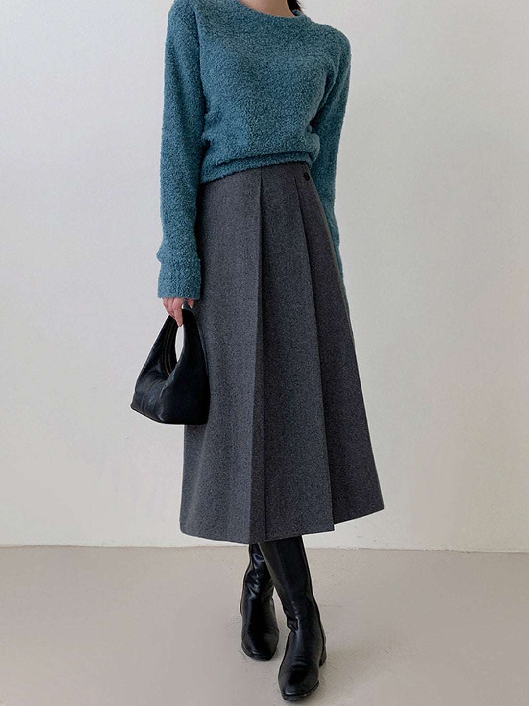 Keten Piliseli Düğmeli Midi Etek, günlük stil için mükemmel seçim