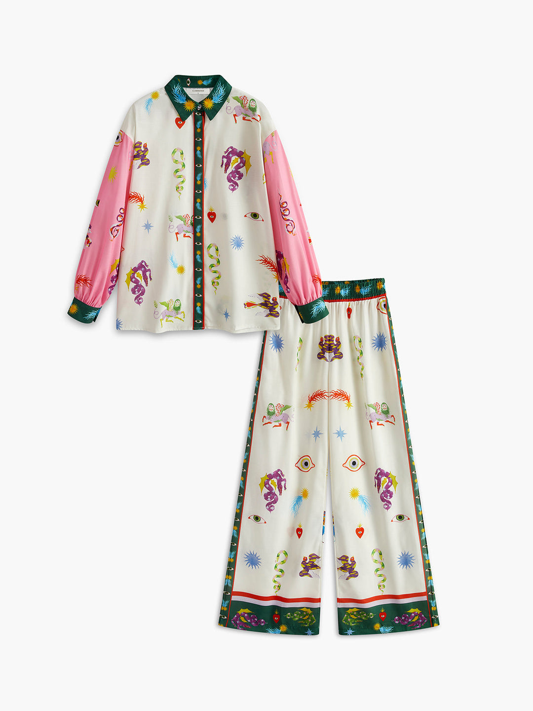 Svelte Chic Hayvan Desenli Düğmeli Pantolon Takımı