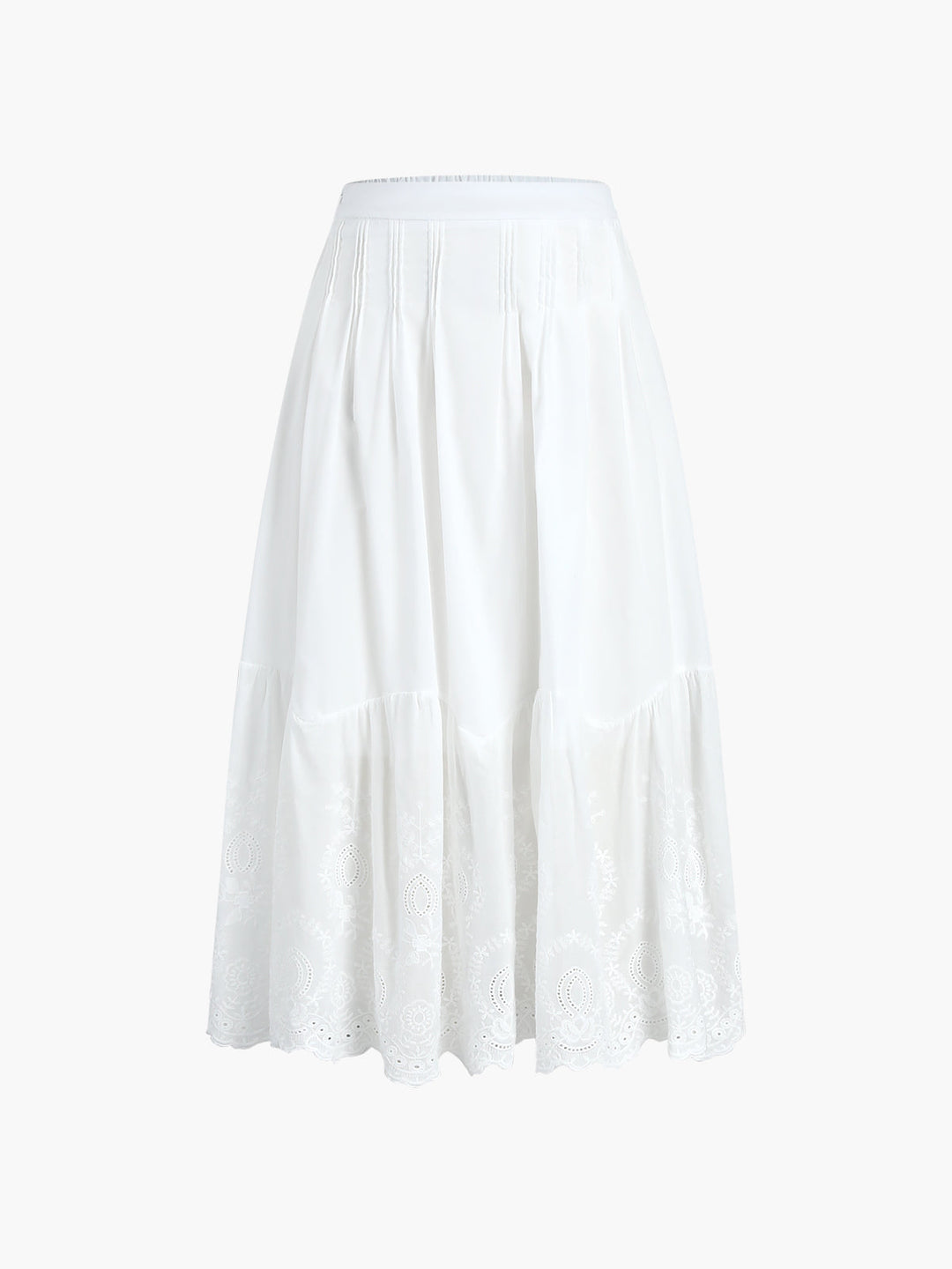 Nakışlı Romantik Pileli Midi Etek - Svelte Chic