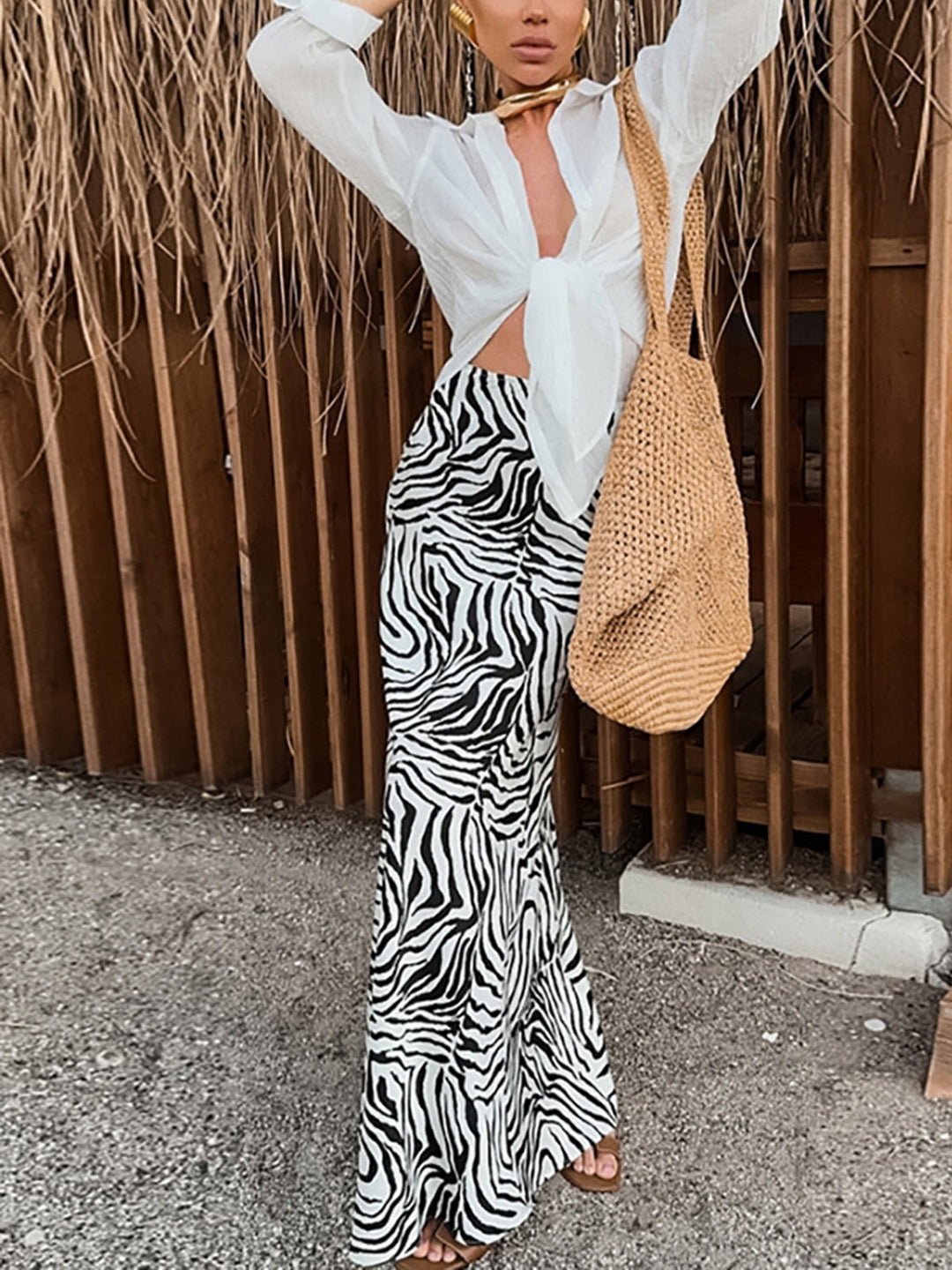 Zebra desenli maxi etek, Svelte Chic