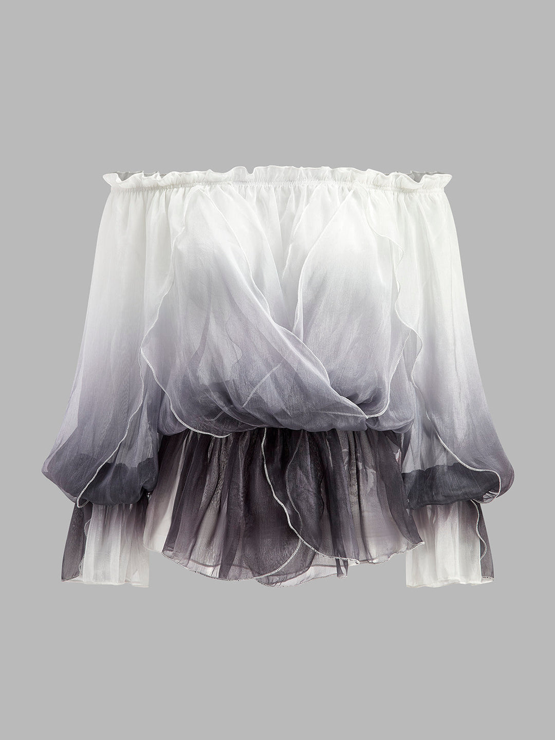 Çiçek Açan Gradyan Askısız Şifon Bluz