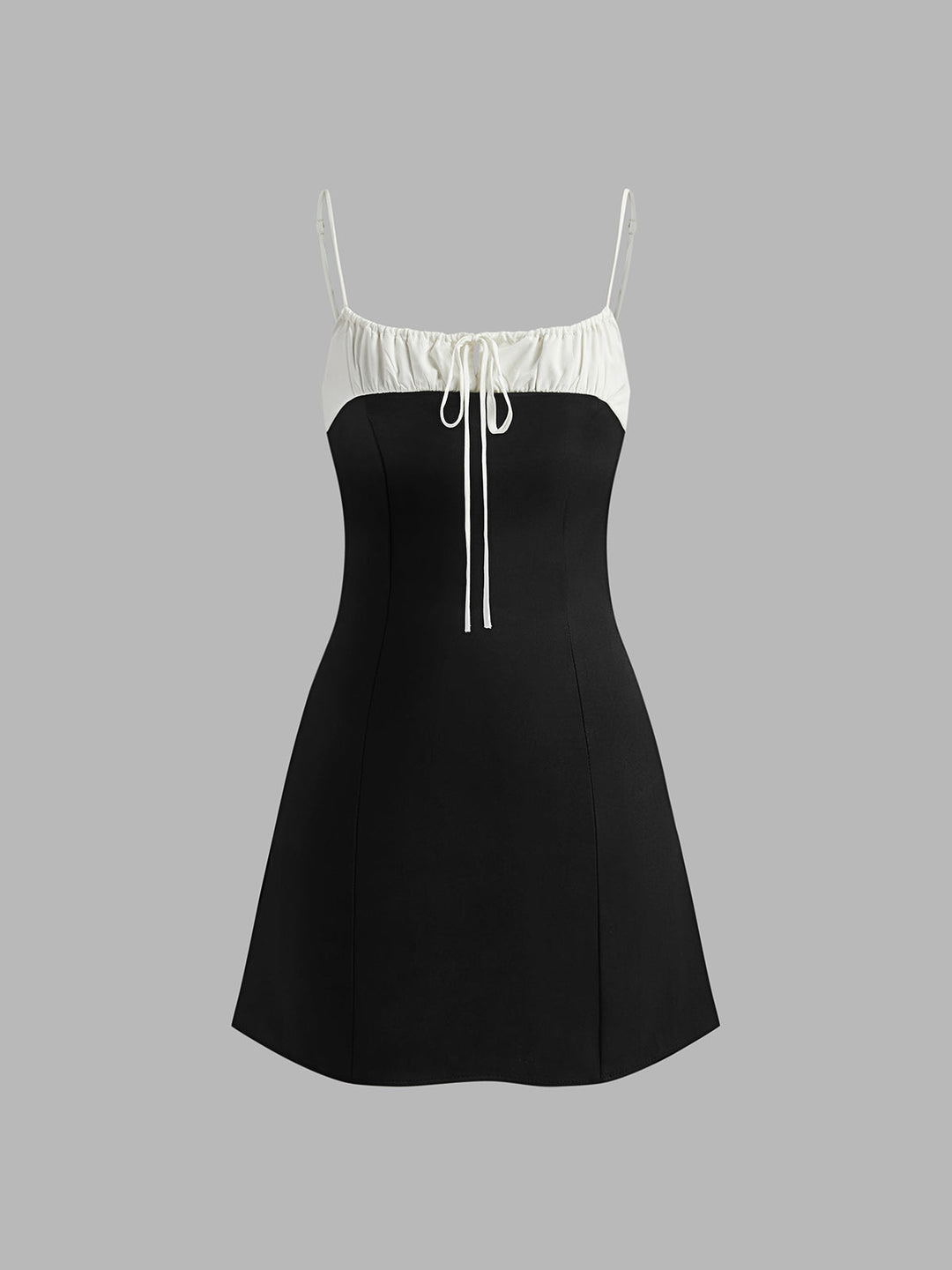 Svelte Chic Kontrast Bağcıklı Cami Kısa Elbise