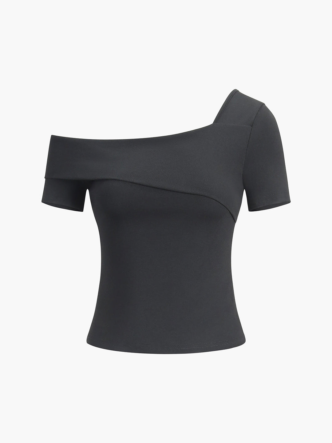 Asimetrik yaka kısa kollu üst, Svelte Chic