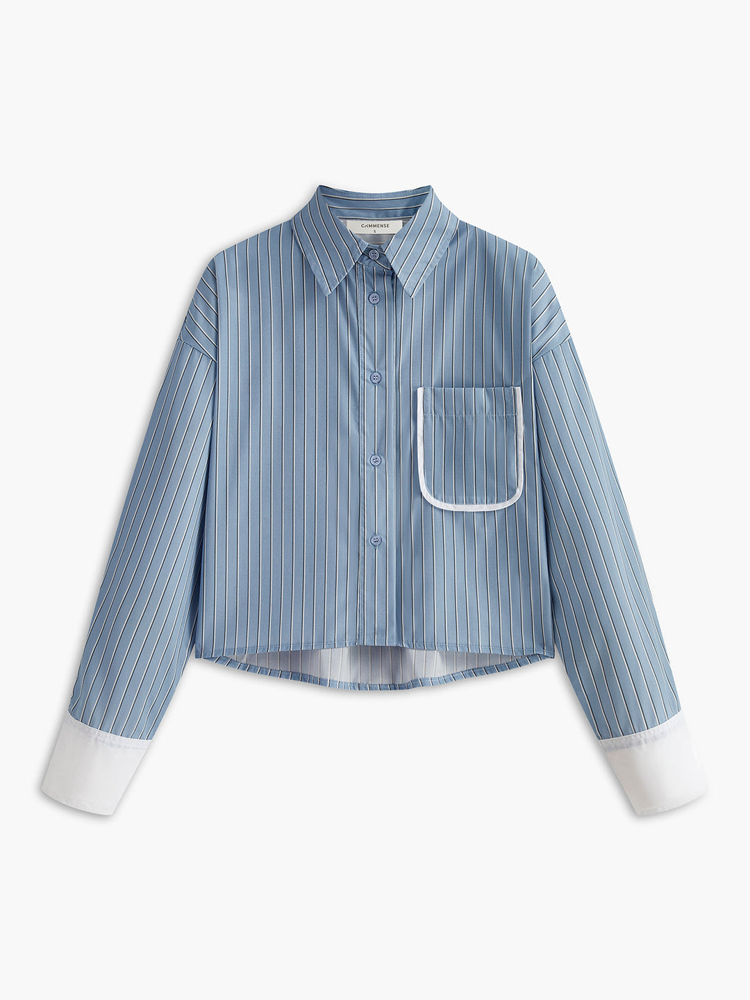 Kontrast manşet çizgili polo tişört