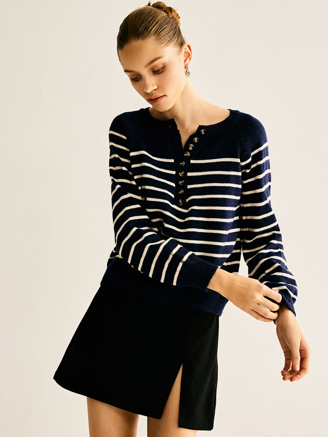 Svelte Chic Alttan Çizgili Triko Üst