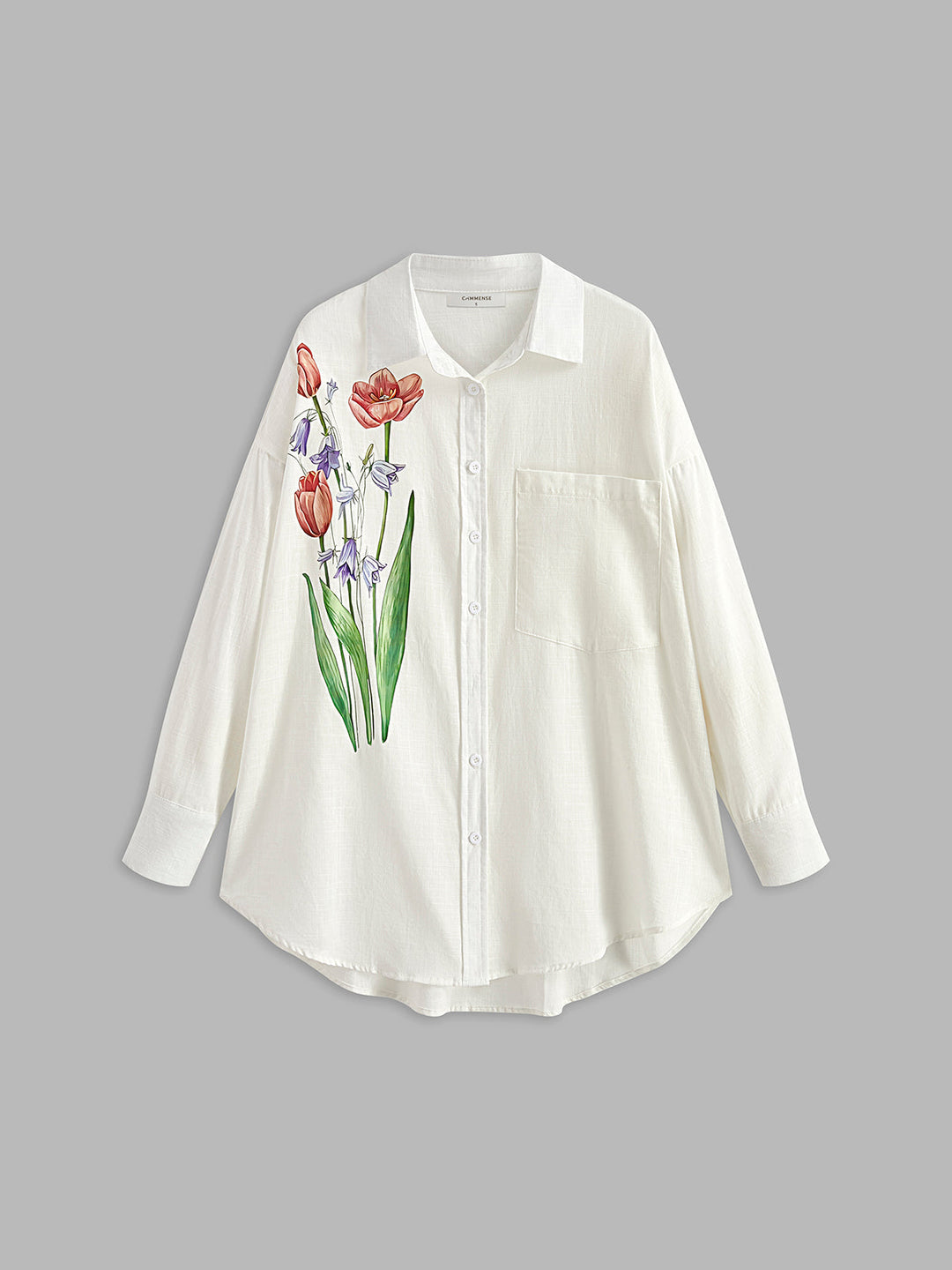 Baskılı pamuk karışımı yaka gömlek, günlük stil için ideal