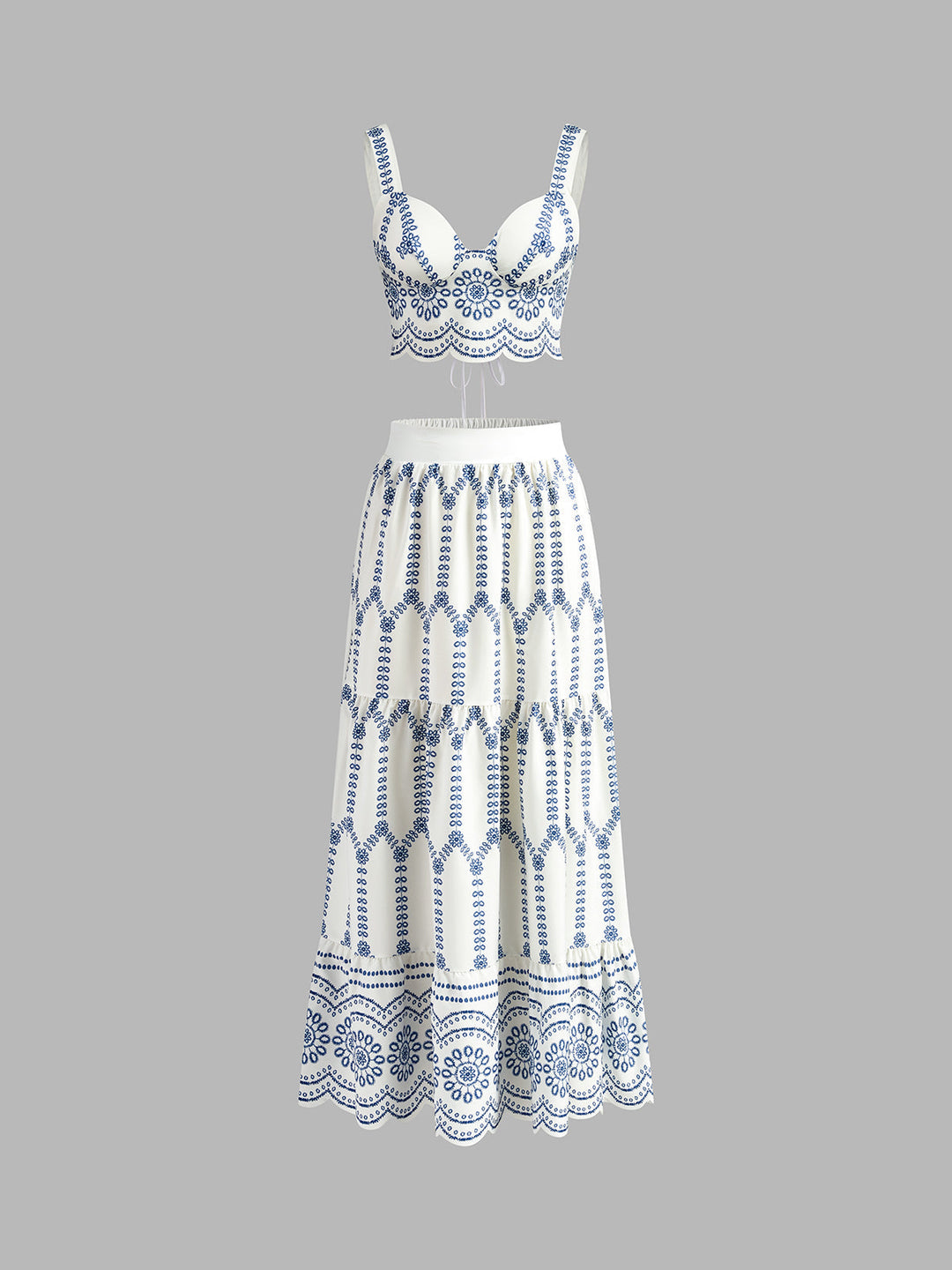 Svelte Chic İşlemeli Kolsuz Kravat Sırtlı Etek Takım