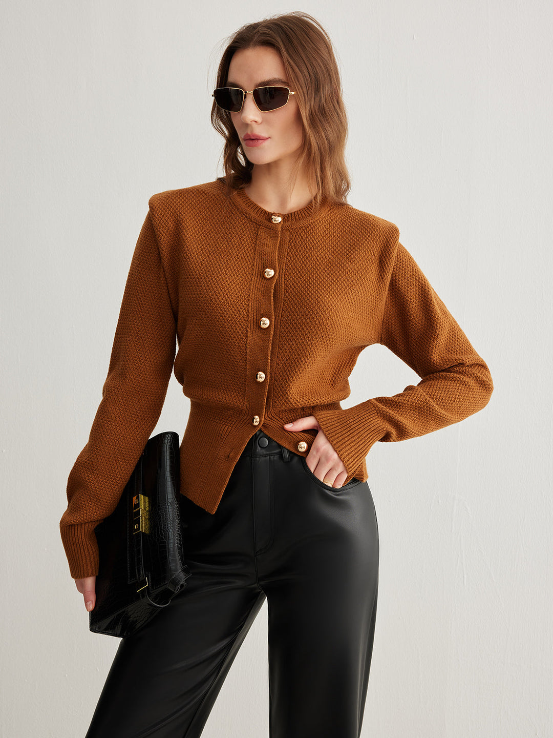 Vintage Yün Karışımlı Düğmeli Hırka, Svelte Chic