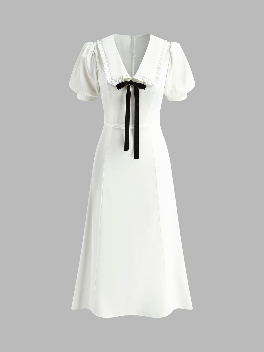 Yaka Bağcıklı Piping Fermuarlı Elbise - Svelte Chic
