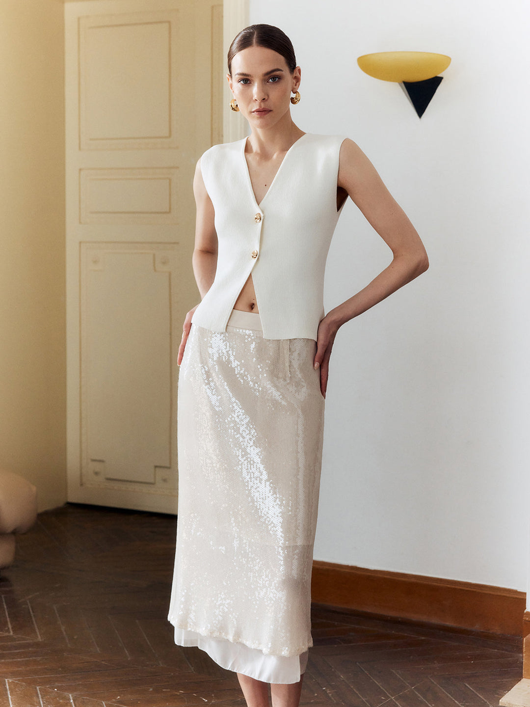 Svelte Chic Payet Katmanlı Midi Etek