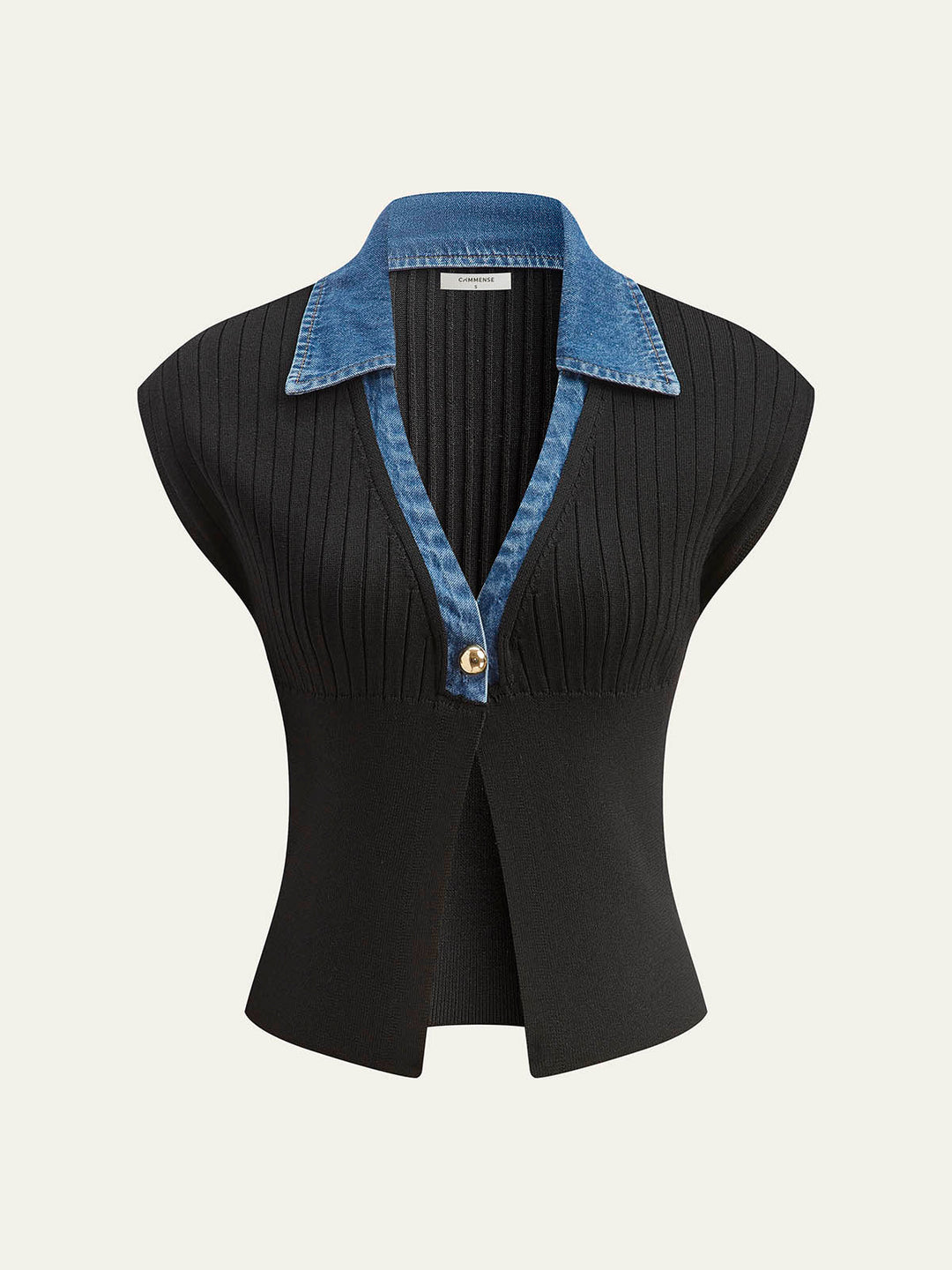 Şık Kabartmalı Triko Üst - Şık Denim Tülle