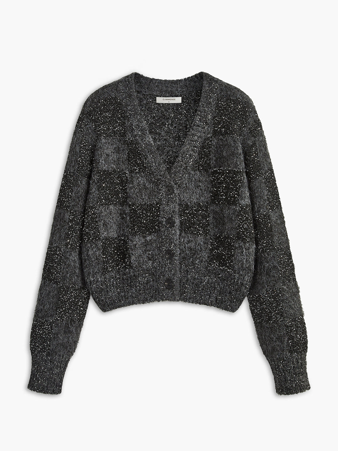 Geometrik Desenli Sıralı Payetli Triko Dış Giyim