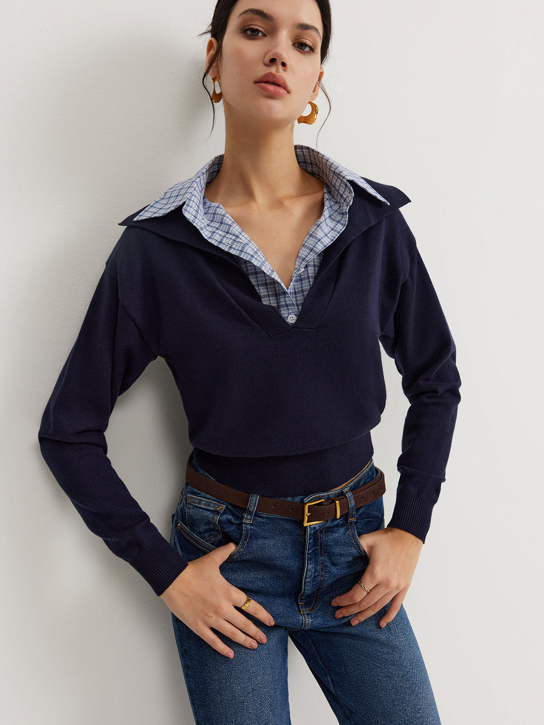 2'si 1 Arada Rahat Yaka Örgü Üst - Svelte Chic