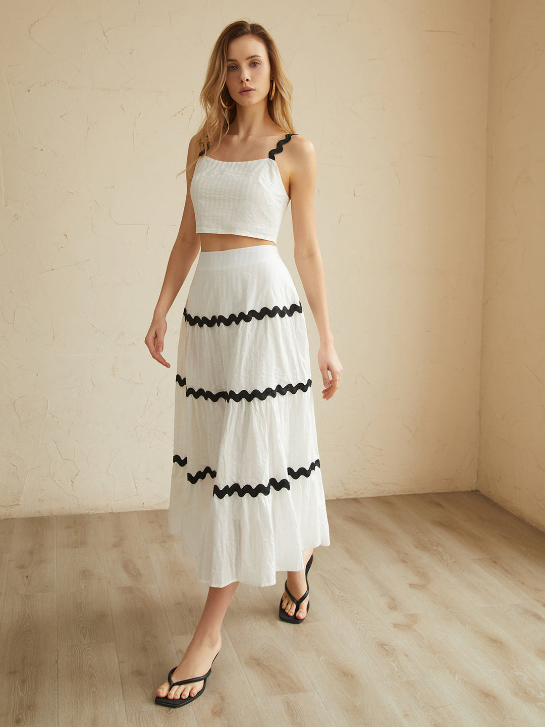 Pamuk Kontrast Kesimli Patchwork Etek Takımı