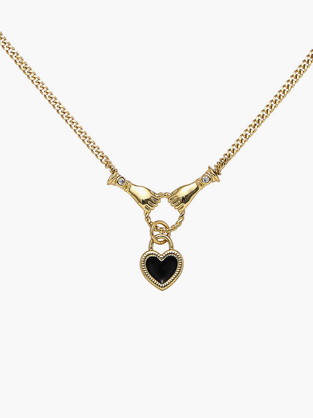 Hands Heart Pendant Necklace, zarif altın kaplama kolye