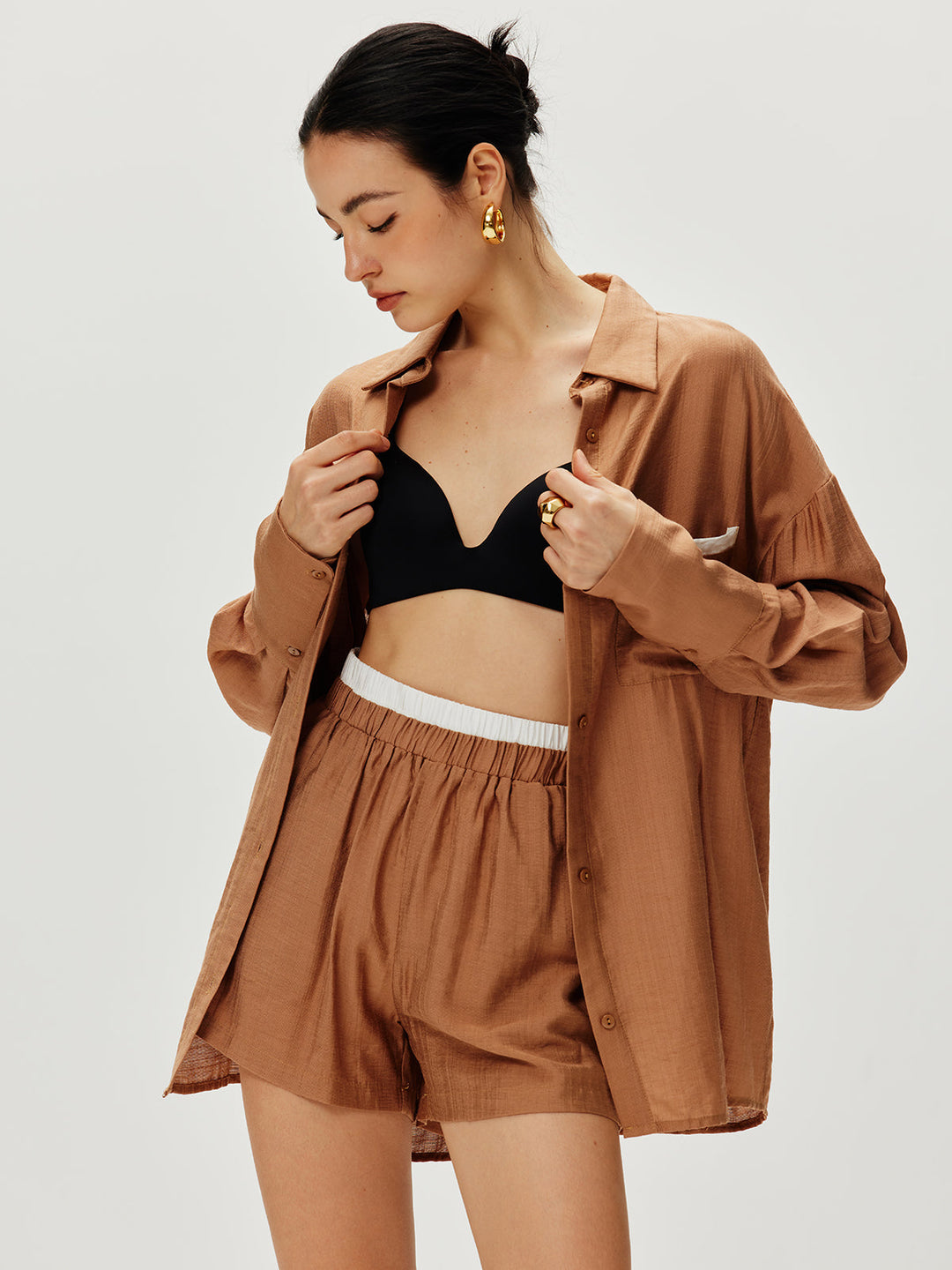 Zıt Bağlama Rahat Şort Takımı, Svelte Chic