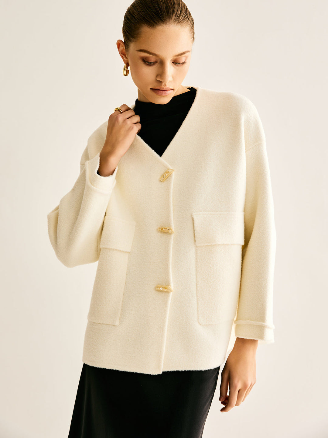 Svelte Chic Romantik V Yaka Cepli Hırka