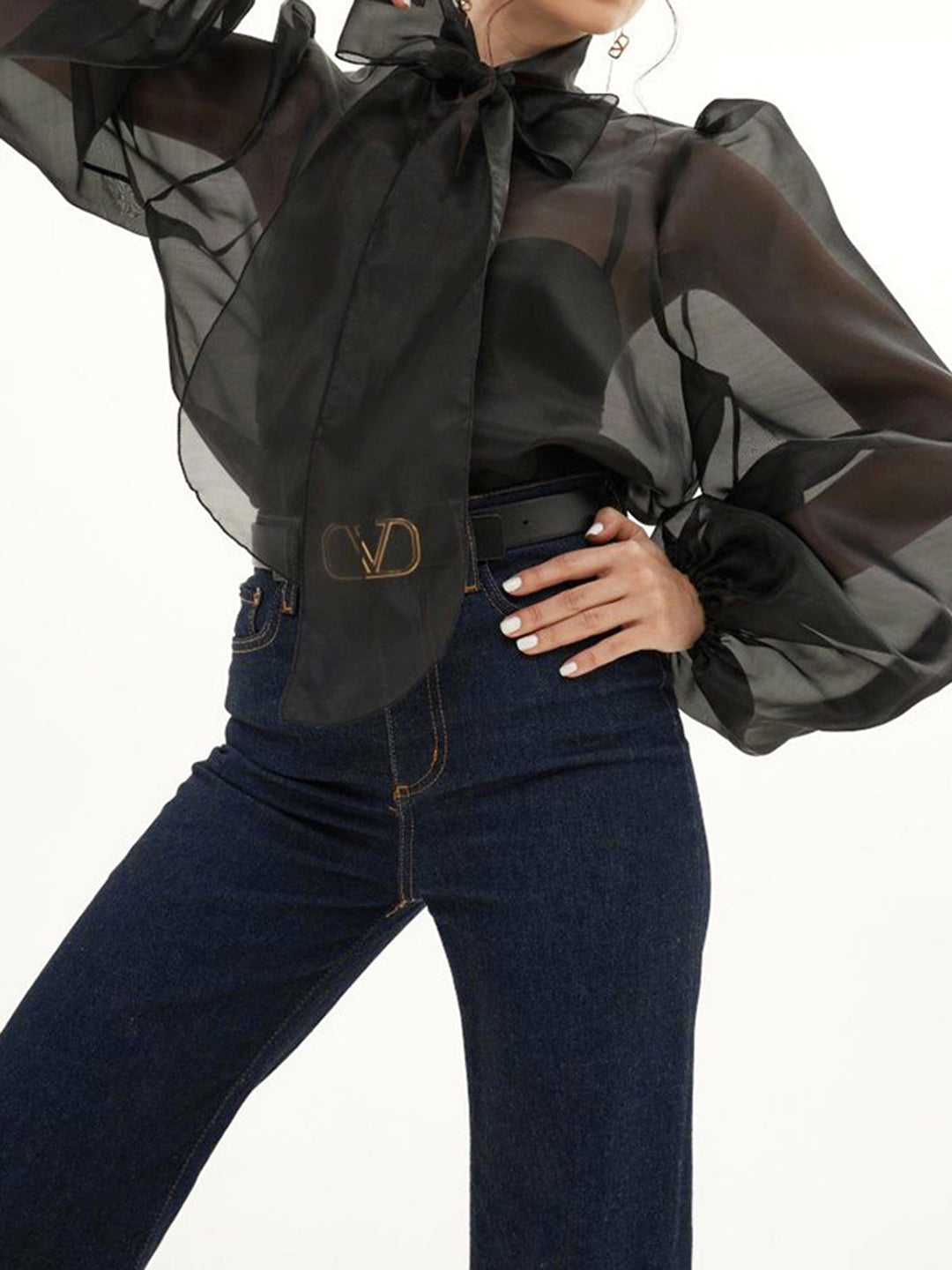 Boyundan Bağlamalı Transparan Gömlek - Svelte Chic