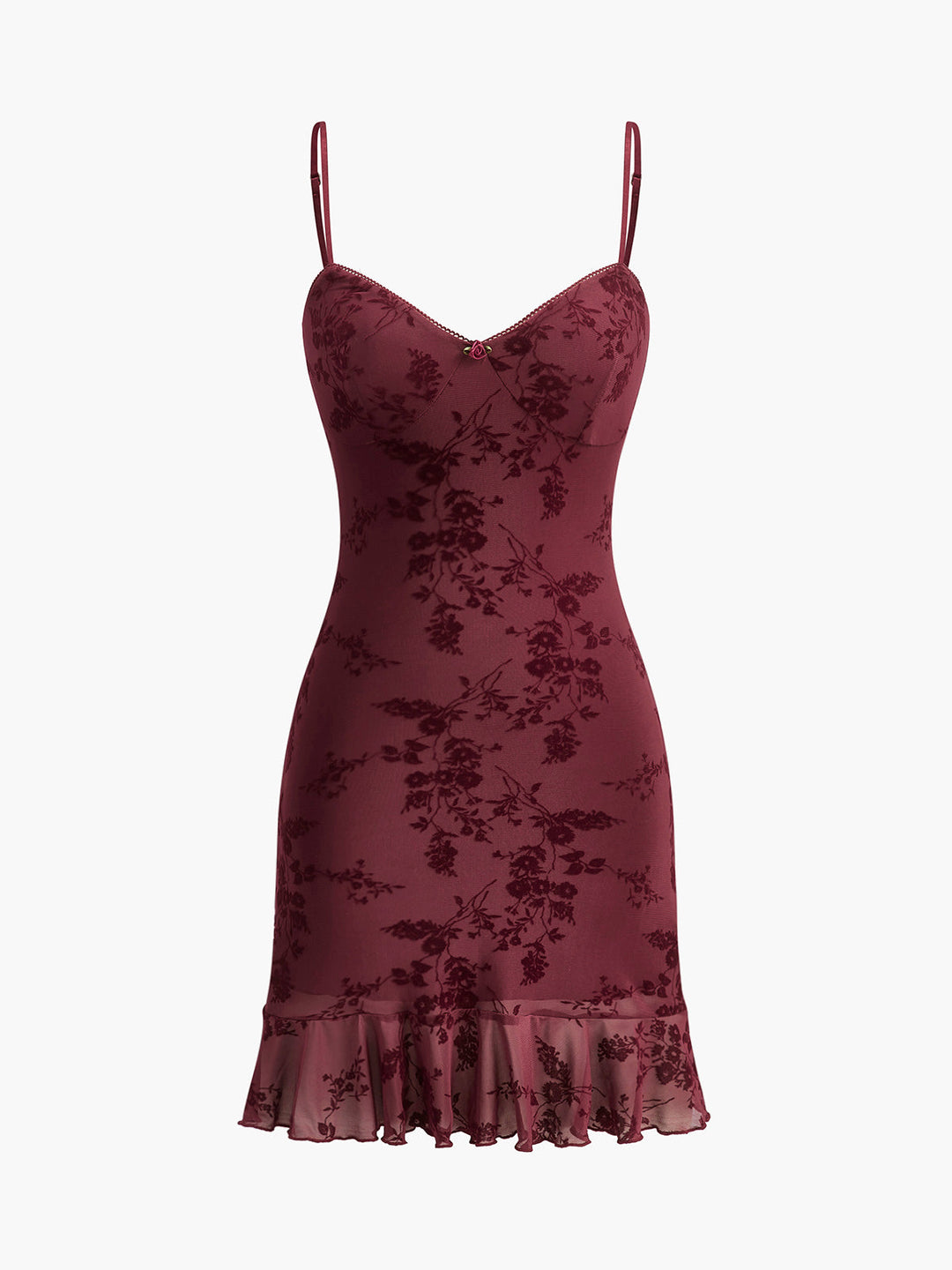 Şık Çiçekli Elbise, Volanlı Etek ve Askılı Tasarım