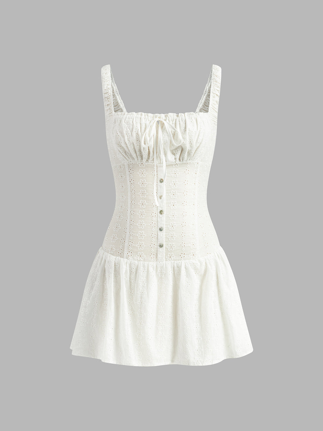 Pamuk Büzgülü Kare Yaka Elbise - Svelte Chic