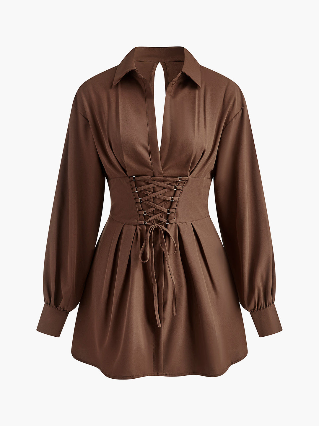 Svelte Chic İpli Yaka Fermuarlı Elbise