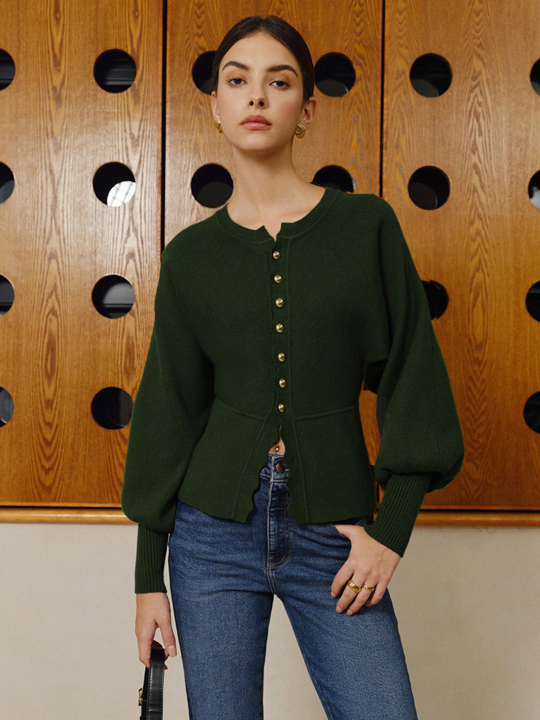 Koyun bacağı kol dalga kenar dantel triko üst