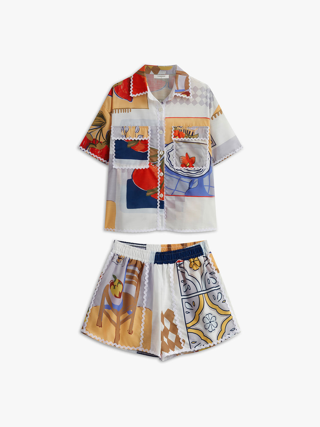 Baskılı Cepli Bol Şort Takım - Svelte Chic