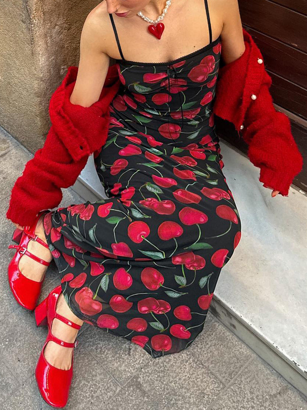 Semi-Transparent Floral Cami Long Dress, romantik ve şık elbise