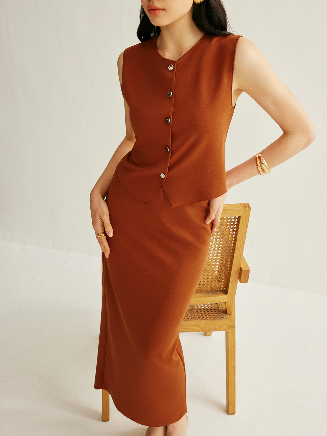 Şık kolsuz düğmeli yelek, Svelte Chic