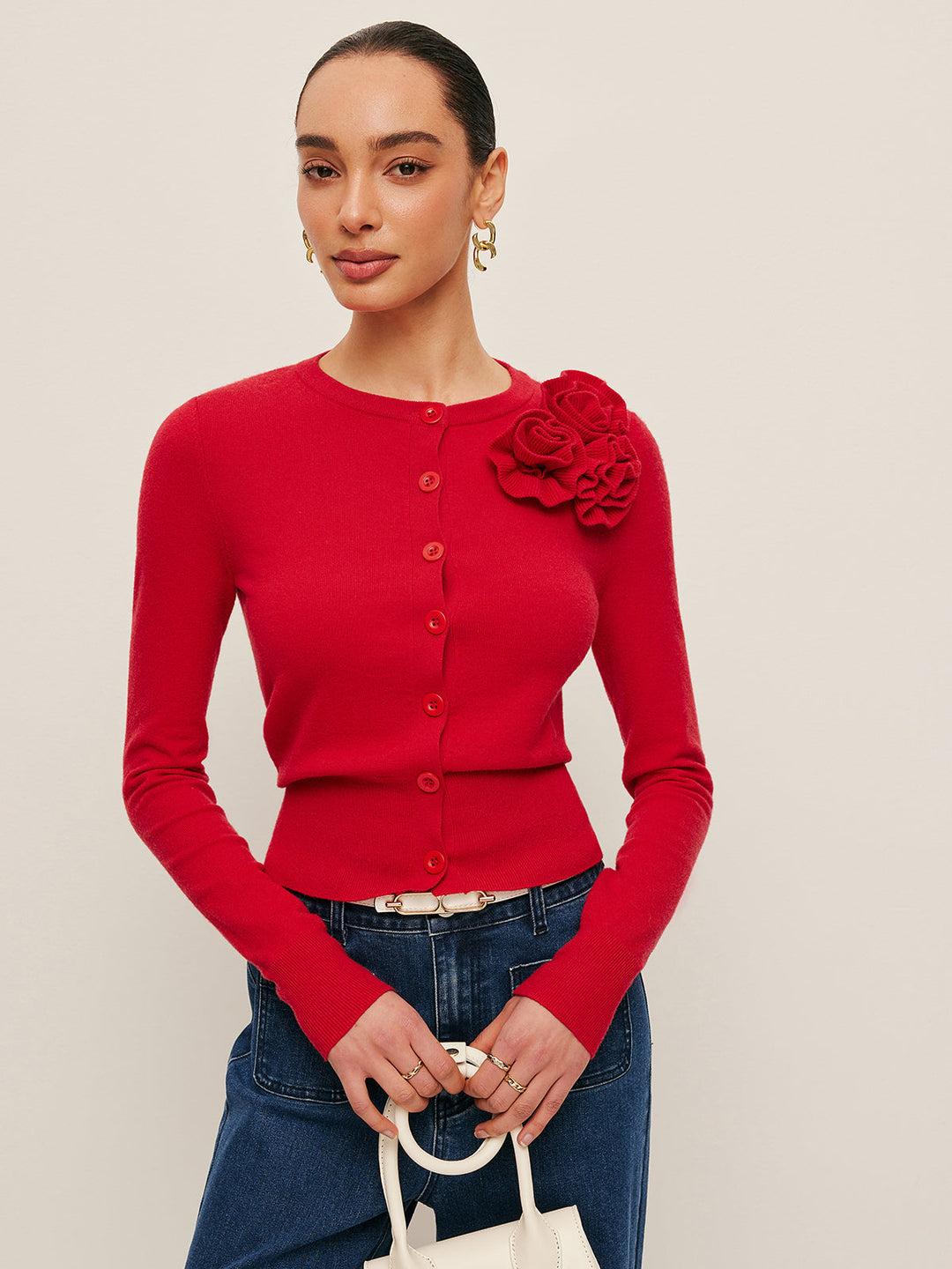 Svelte Chic 3D Çiçek Dekoratif Hırka