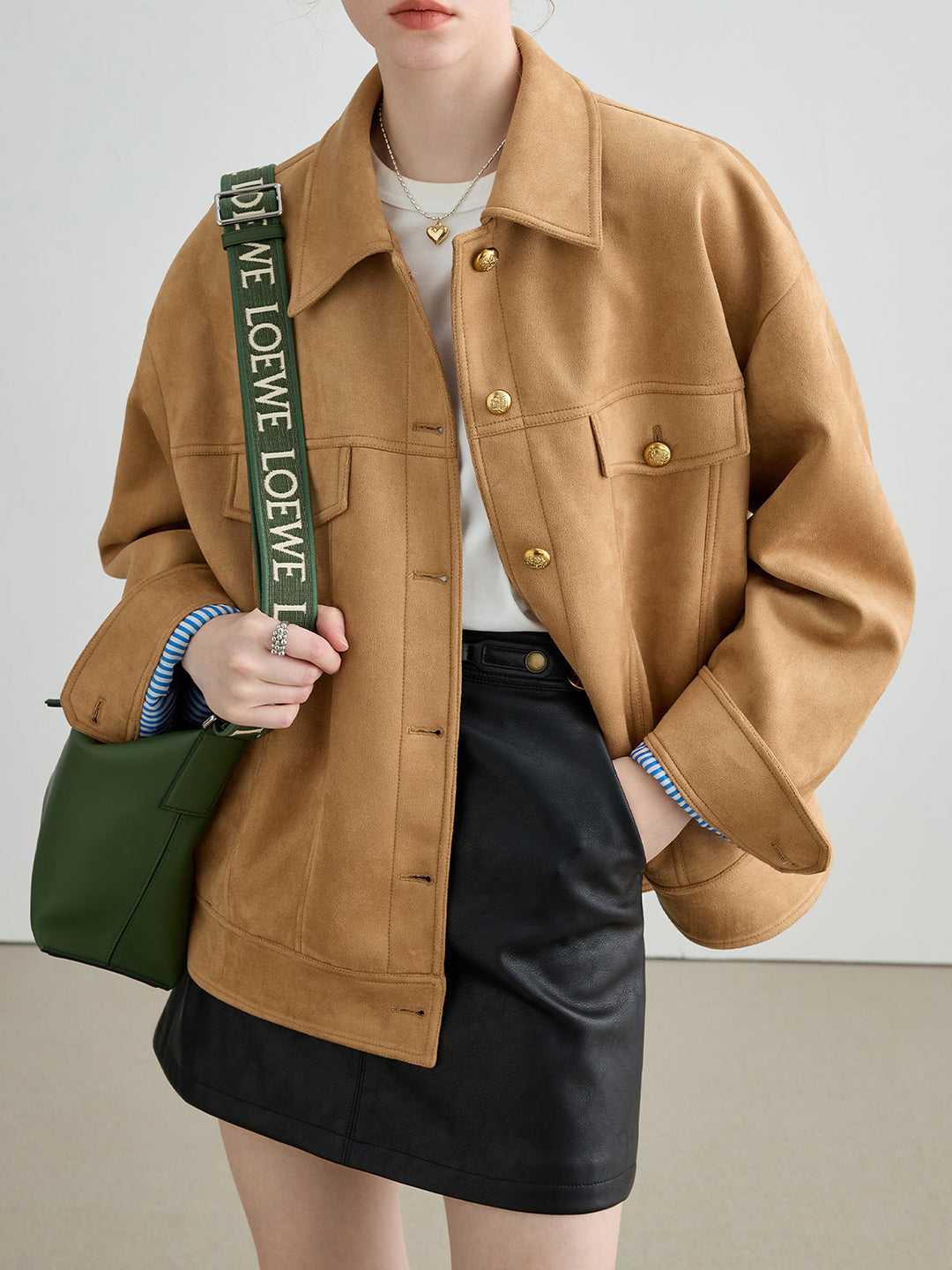 Boheme Düğme Detaylı Süet Ceket, Svelte Chic