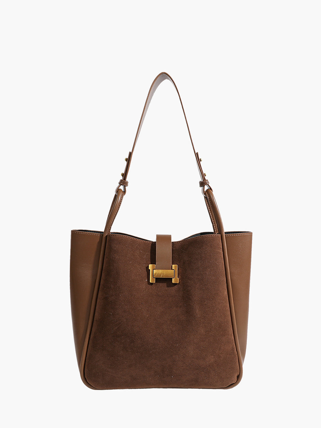 Şık metal aksesuarlarla donatılmış tote çanta