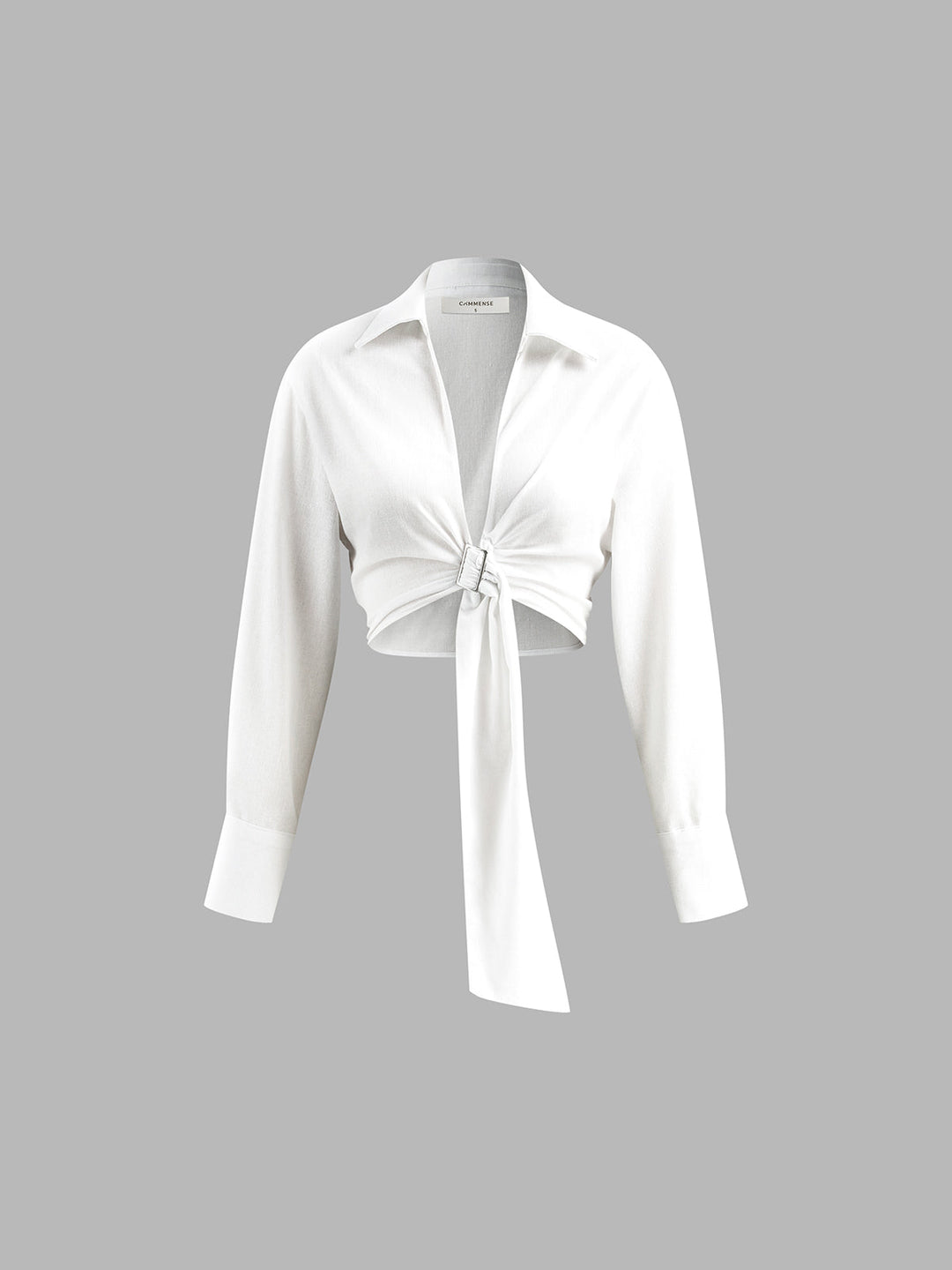 Long Sleeve Belted Crop Top - Svelte Chic