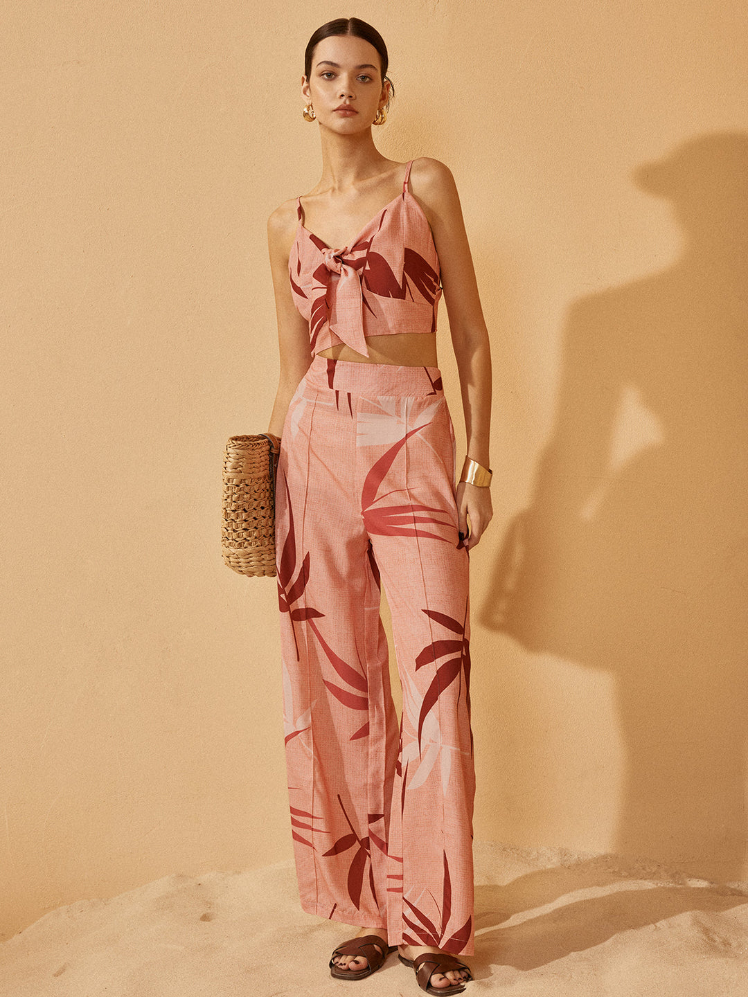 Svelte Chic Ayarlanabilir Askılı Düğümlü Pantolon Takımı