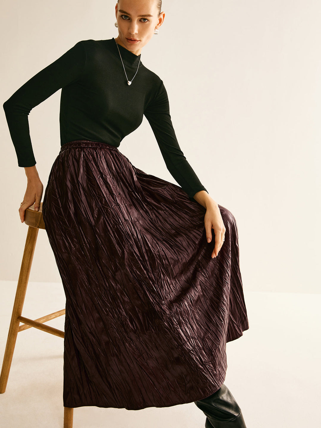 Esnek bel yapay deri etek, Svelte Chic