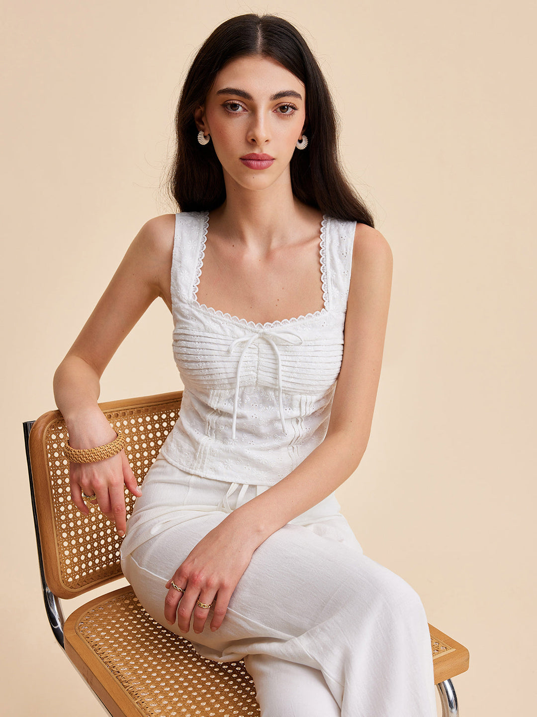 Şık Plise Pamuk Fermuarlı Kolsuz Bluz - Svelte Chic