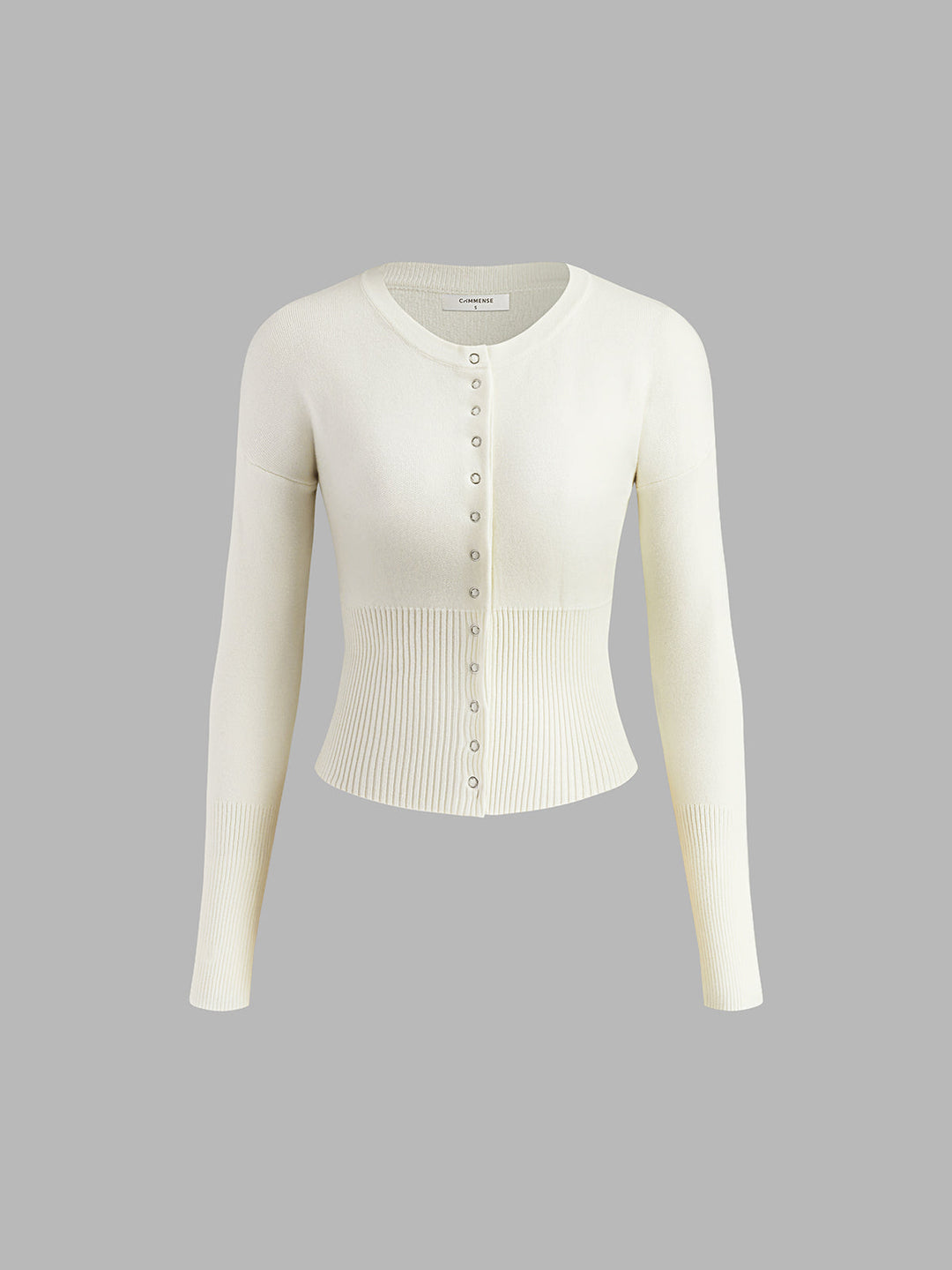 Düğmeli Panel Örgü Hırka - Svelte Chic