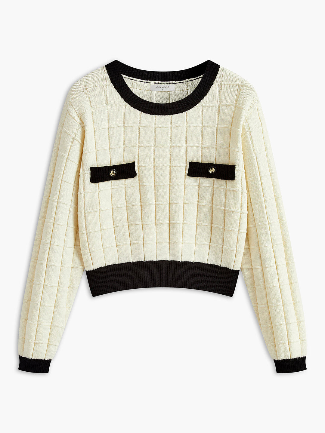 Kontrast Şeritli Kareli Kazak - Svelte Chic