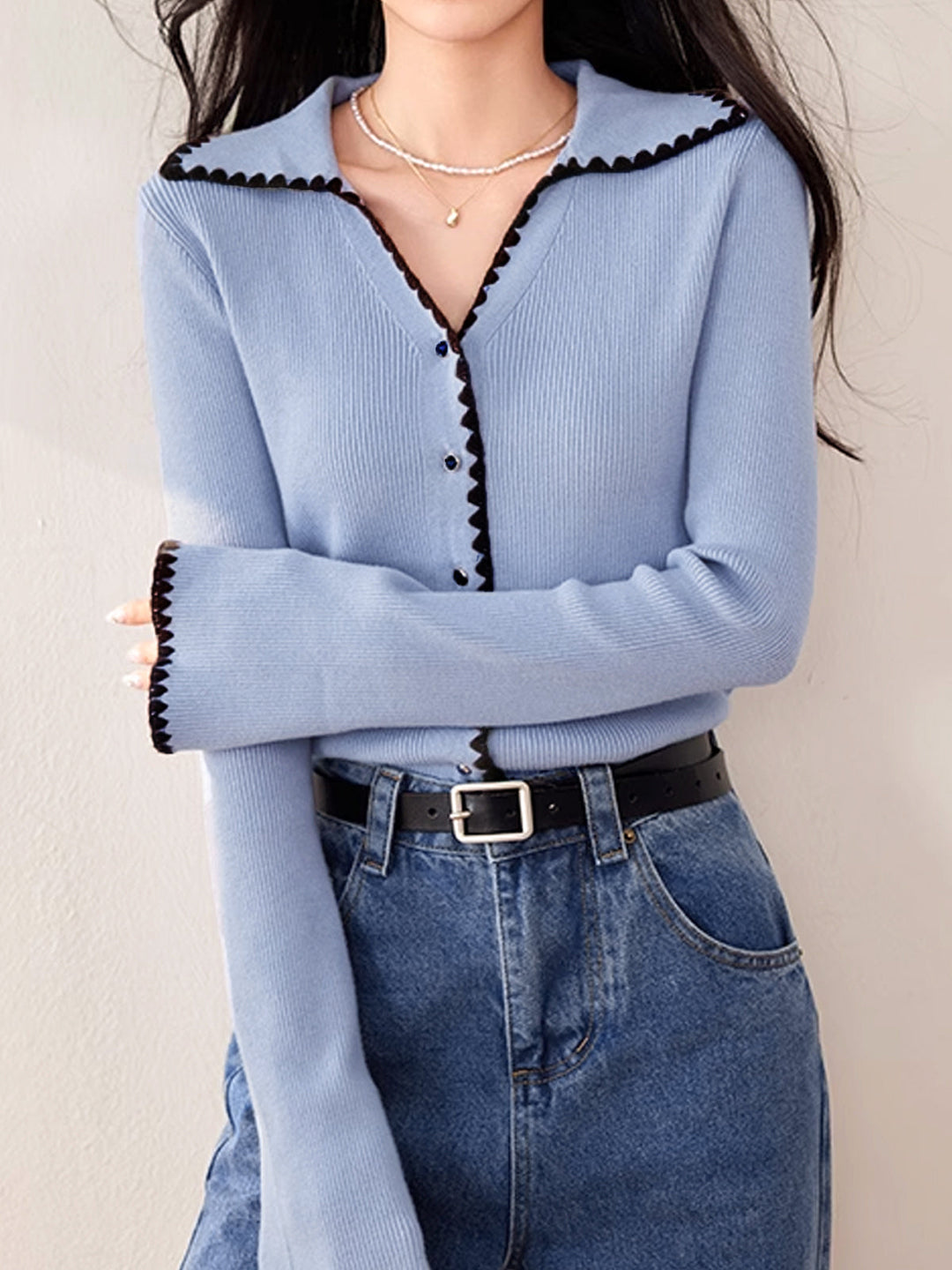 Nakışlı Dantel Yaka Hırka, Svelte Chic