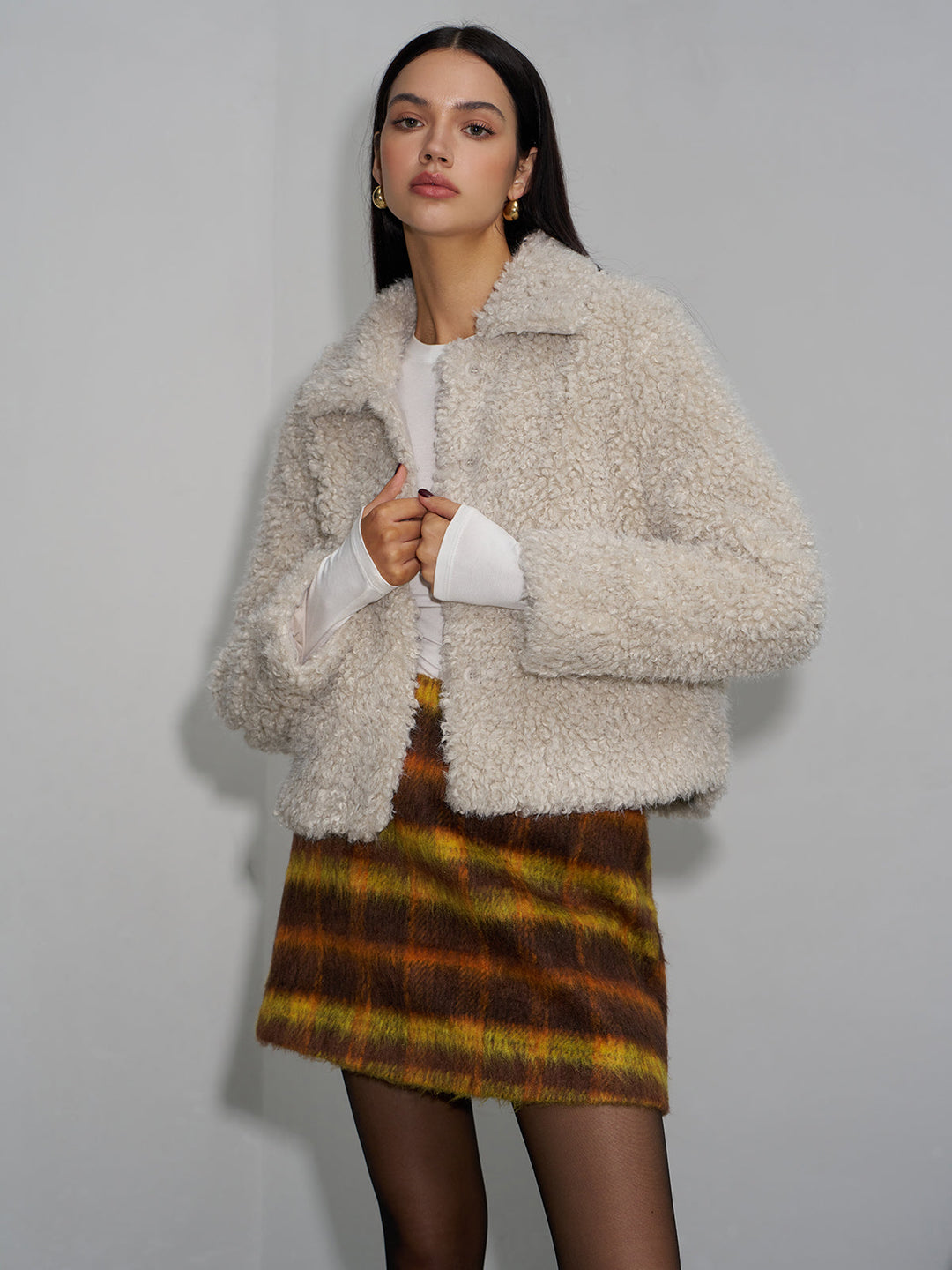 Yaka Fleece Kısa Ceket - Svelte Chic