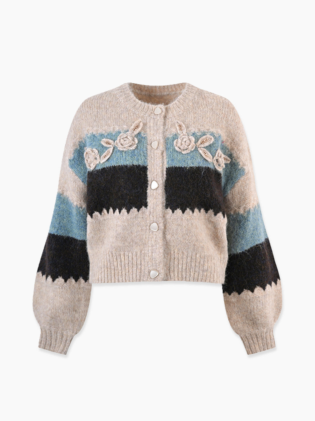 Kroşe çiçekli renk bloklu kaban, kadın modası, Svelte Chic